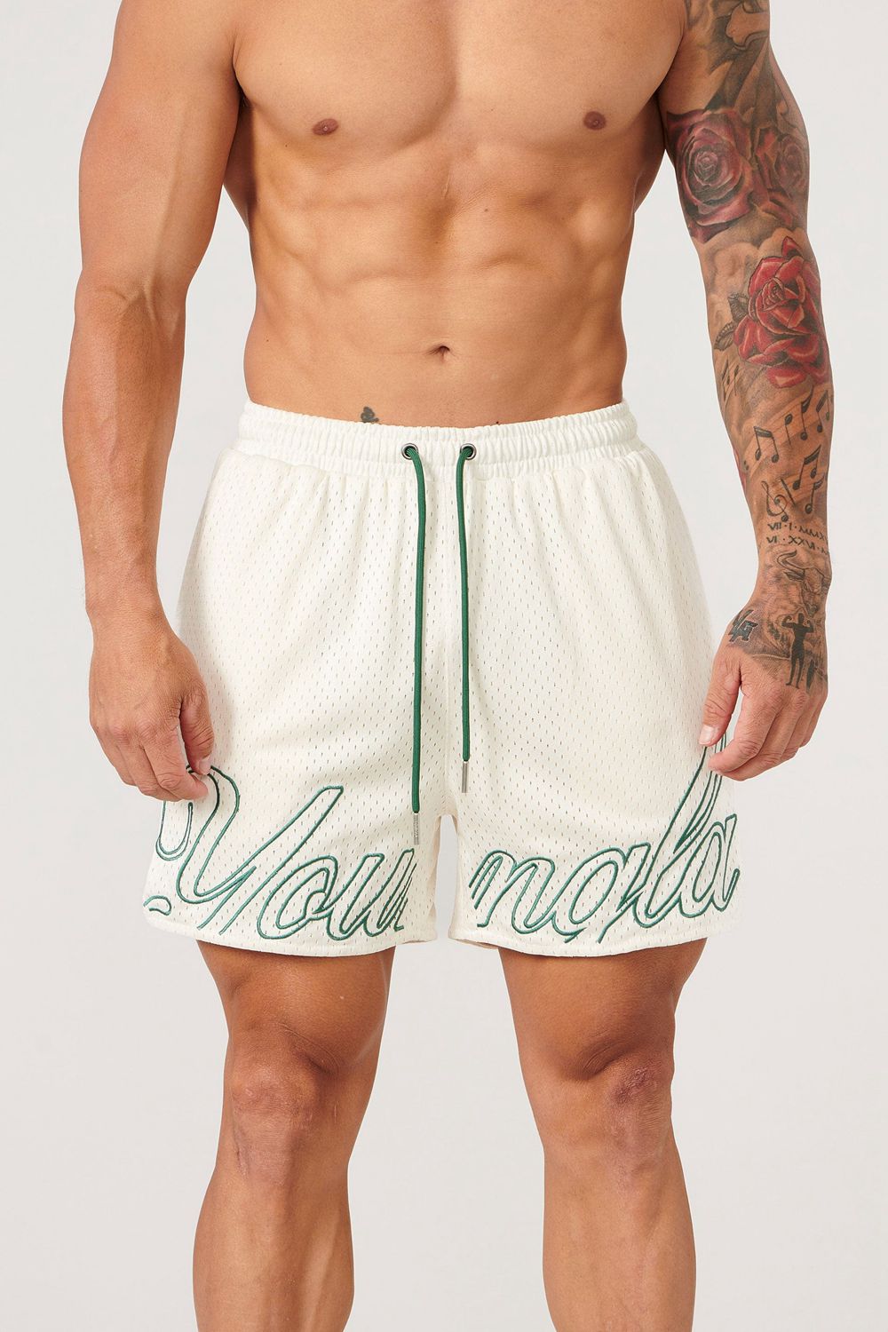 Young LA 155 Championship Shorts White Green | Australia KDBNT-1807