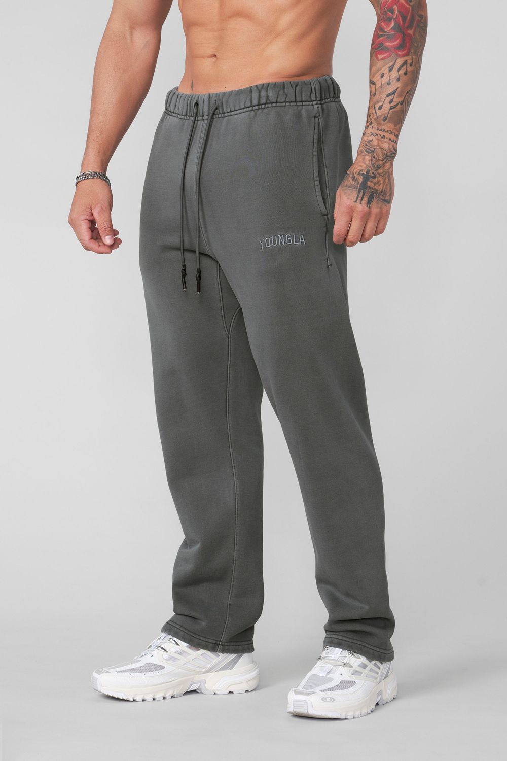 Young LA 2078 - Minimal No Cuff Joggers Grey | Australia EKCUF-3614