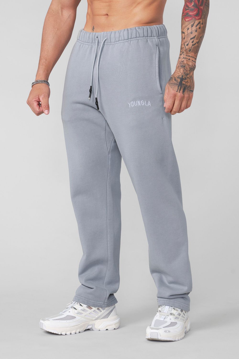 Young LA 2078 - Minimal No Cuff Joggers Light Grey | Australia PFHIG-6280