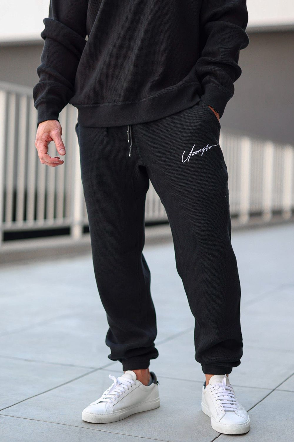 Young LA 207 Cozy Thermal Joggers Black | Australia QFDZM-1836