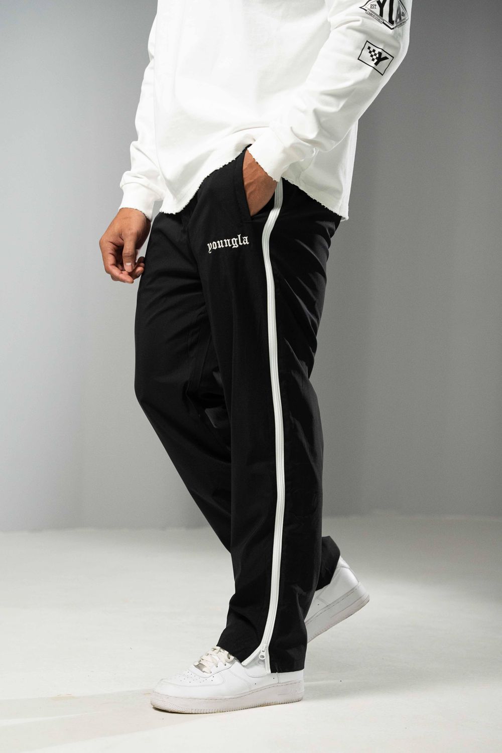 Young LA 246 - Side Zipper Joggers Black | Australia VWOLA-3987