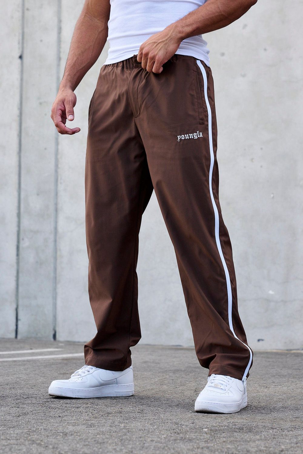 Young LA 246 - Side Zipper Joggers Brown | Australia VCETS-1936