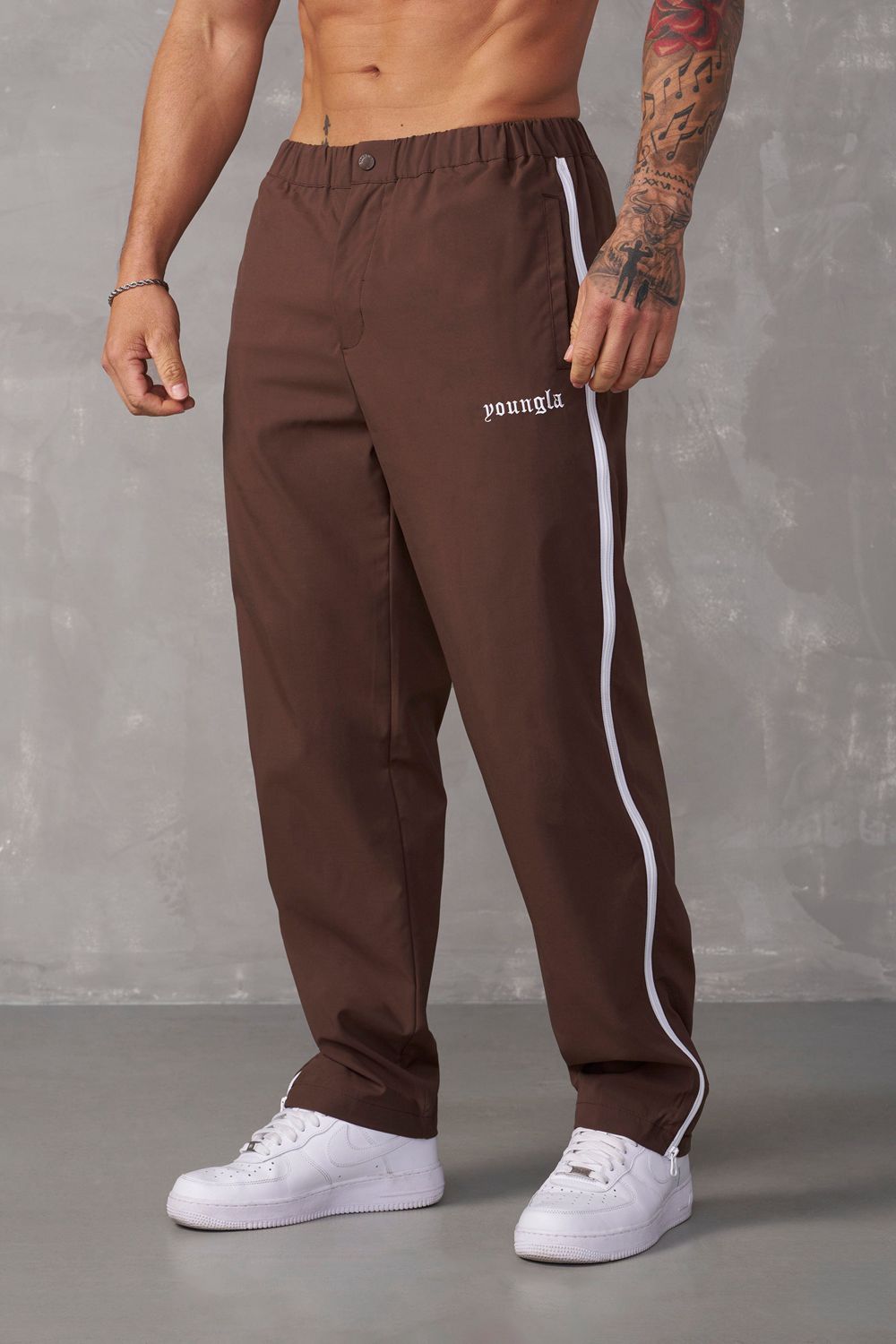 Young LA 246 - Side Zipper Joggers Brown | Australia VCETS-1936