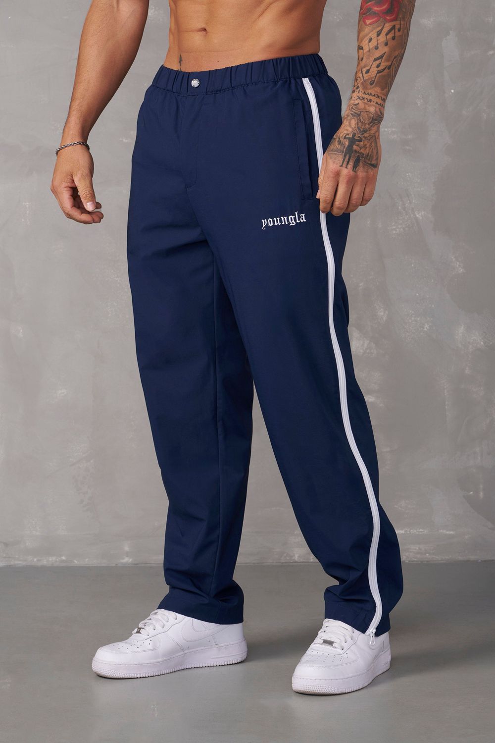 Young LA 246 - Side Zipper Joggers Navy | Australia IUFKP-7152