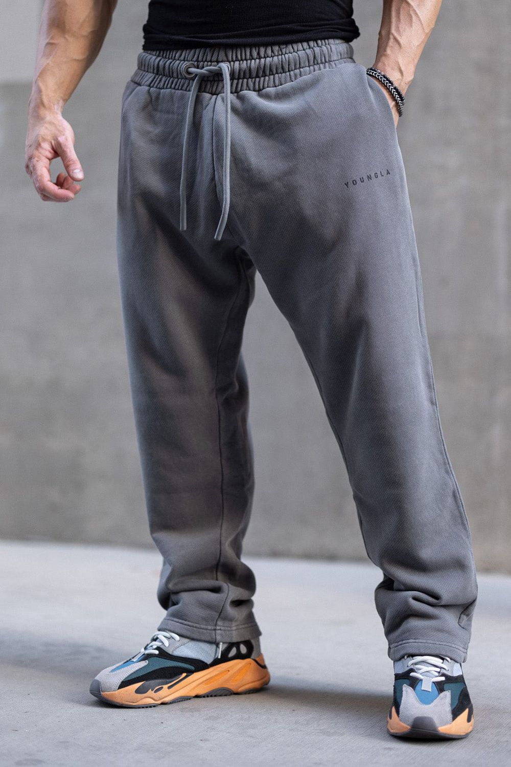 Young LA 261 Old School No Cuff Joggers Grey | Australia WSNTU-0713