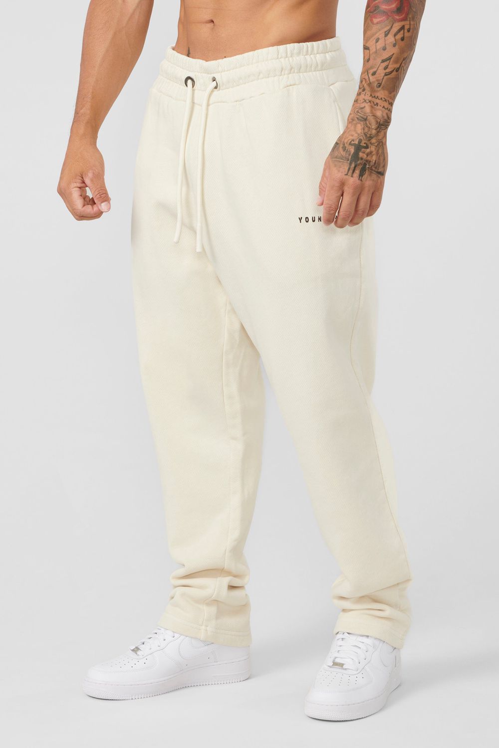 Young LA 261 Old School No Cuff Joggers White | Australia TGPQU-7835