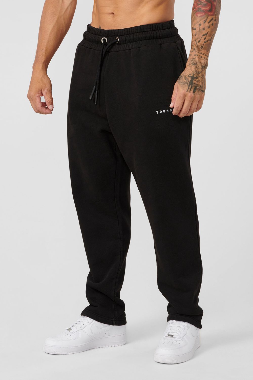 Young LA 261 Old School No Cuff Joggers Black | Australia WANOT-4318