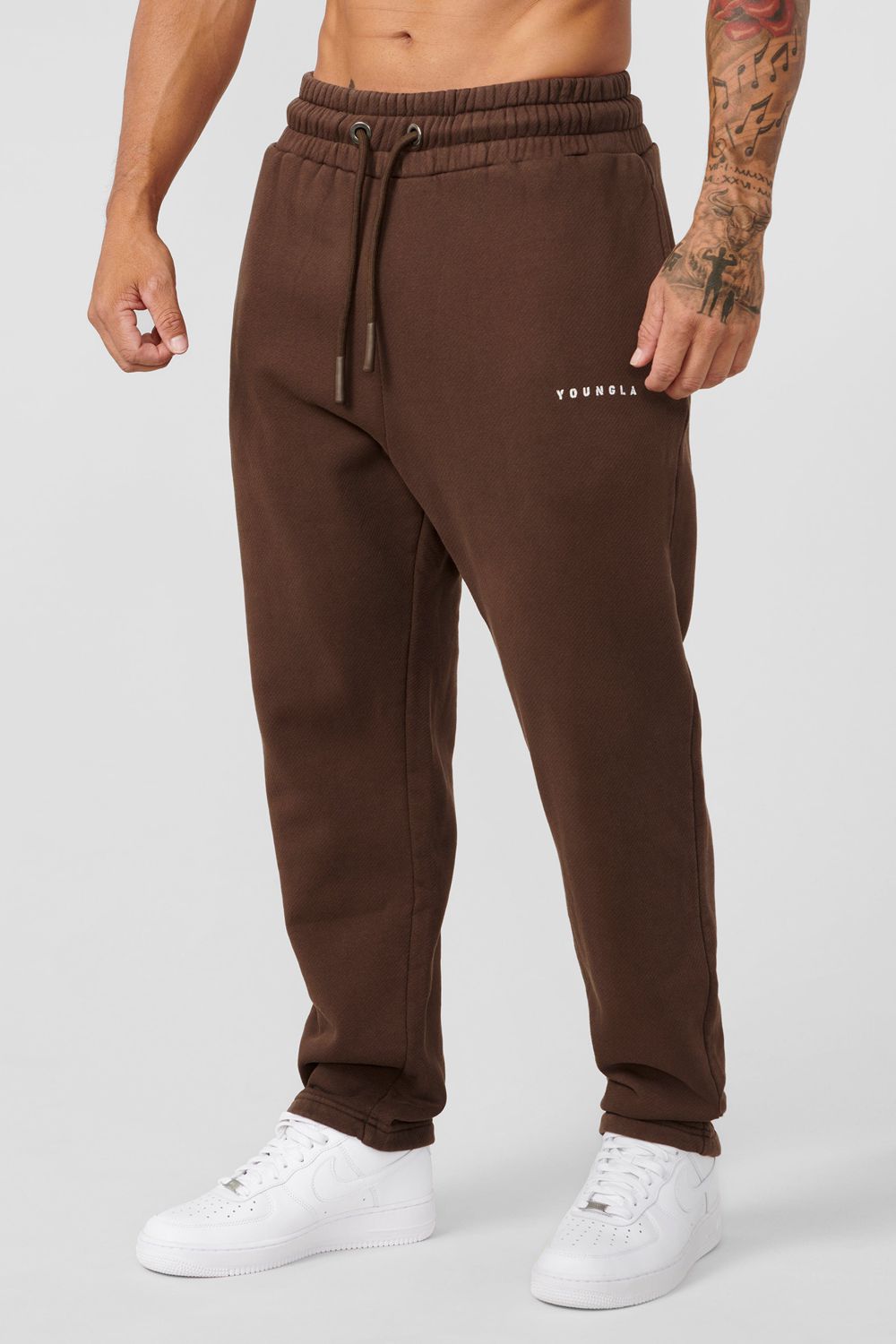 Young LA 261 Old School No Cuff Joggers Brown | Australia DVFHL-5271