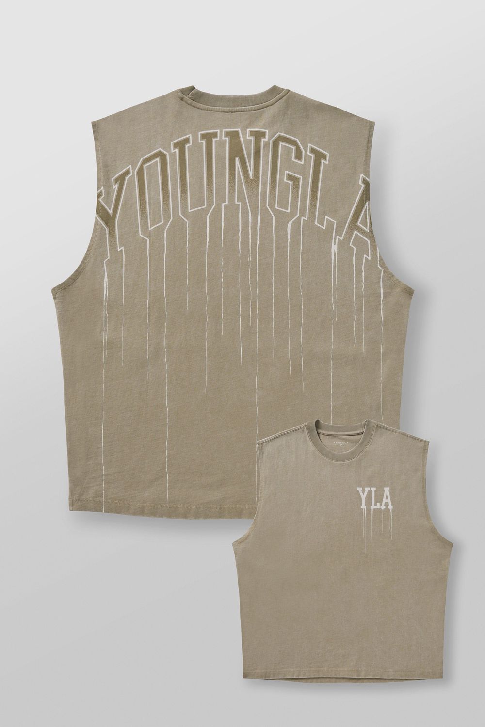 Young LA 3031 - Drip Muscle Tanks Khaki | Australia NSRPE-4987