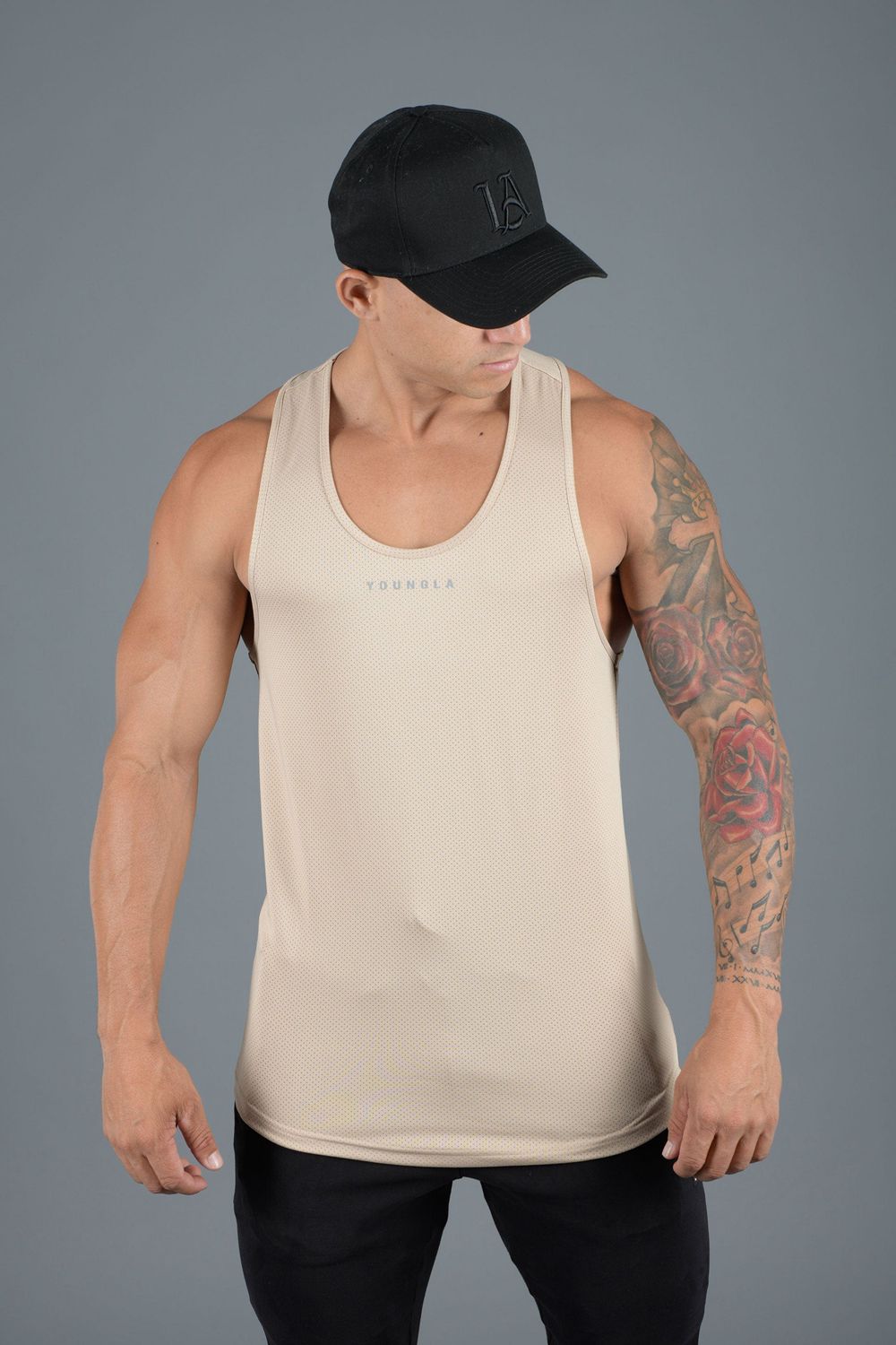 Young LA 305 Performance Line Tank Tops Beige | Australia PSYBO-6039