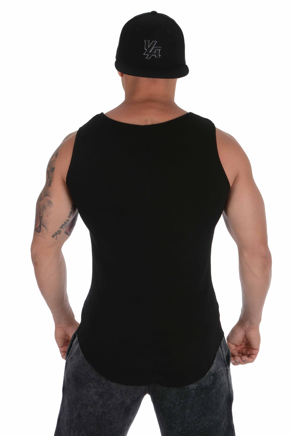 Young LA 314 Scoop Bottom Ribbed Tank Black | Australia DKQYM-0941