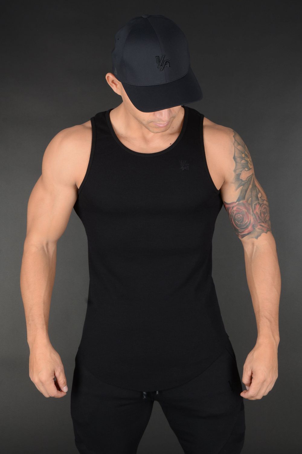 Young LA 314 Scoop Bottom Ribbed Tank Black | Australia DKQYM-0941