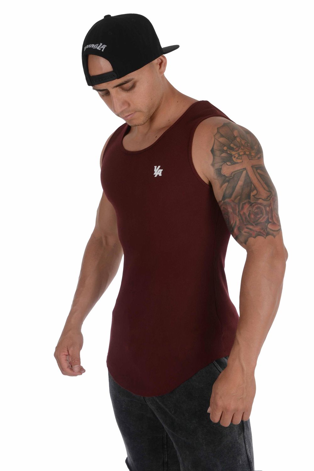 Young LA 314 Scoop Bottom Ribbed Tank Burgundy | Australia JTNEC-0498