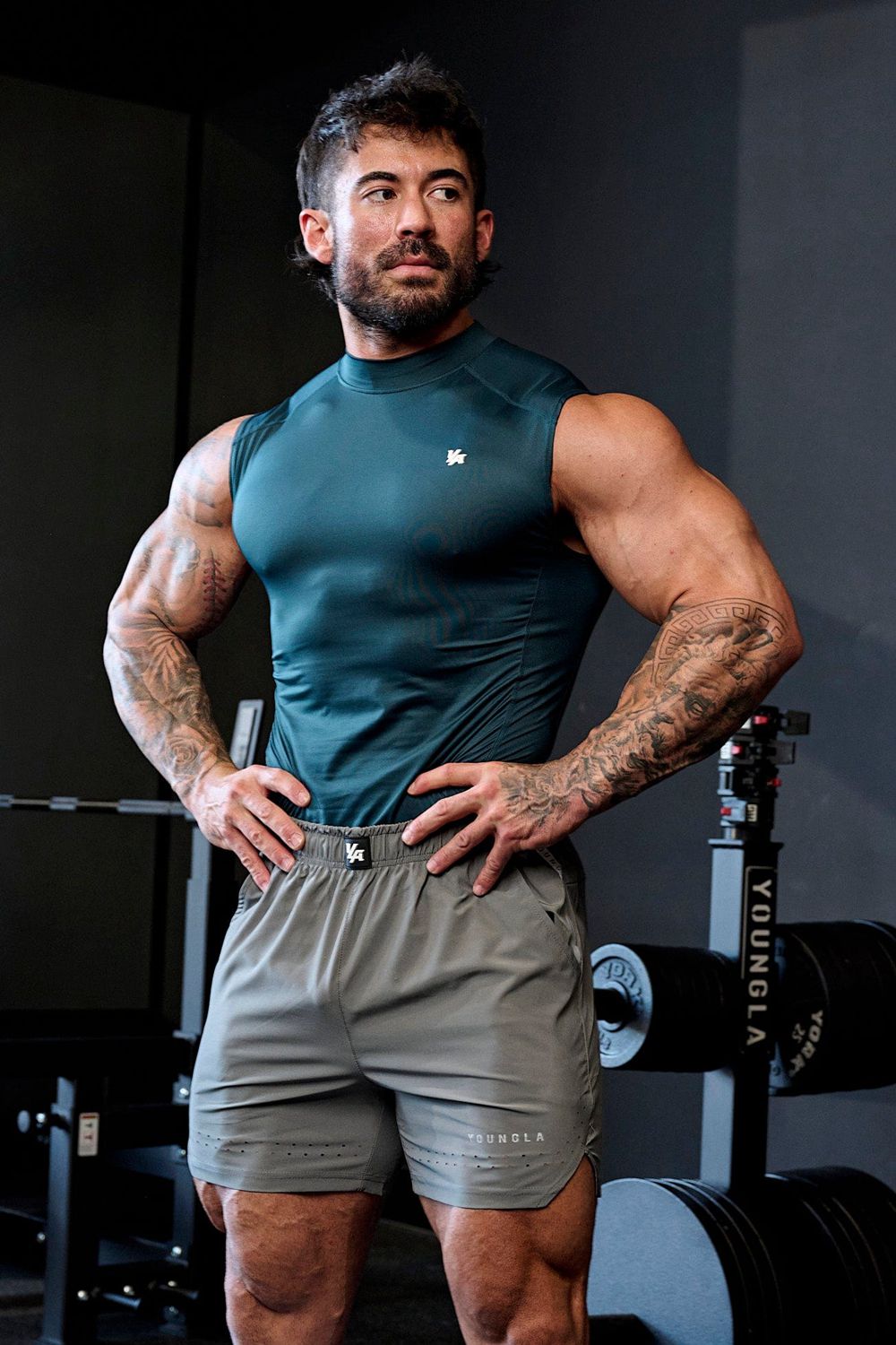 Young LA 315 - Stealth Compression Cut-Offs Teal | Australia CBGNY-7385