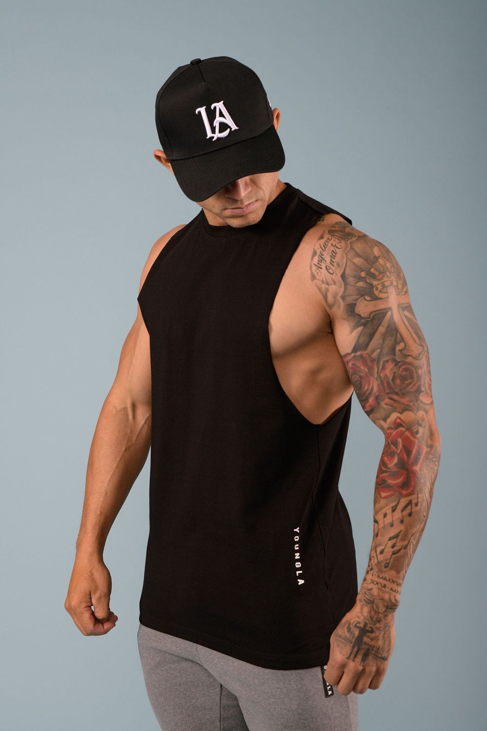 Young LA 317 Delt Tanks Black | Australia JCOUY-8205