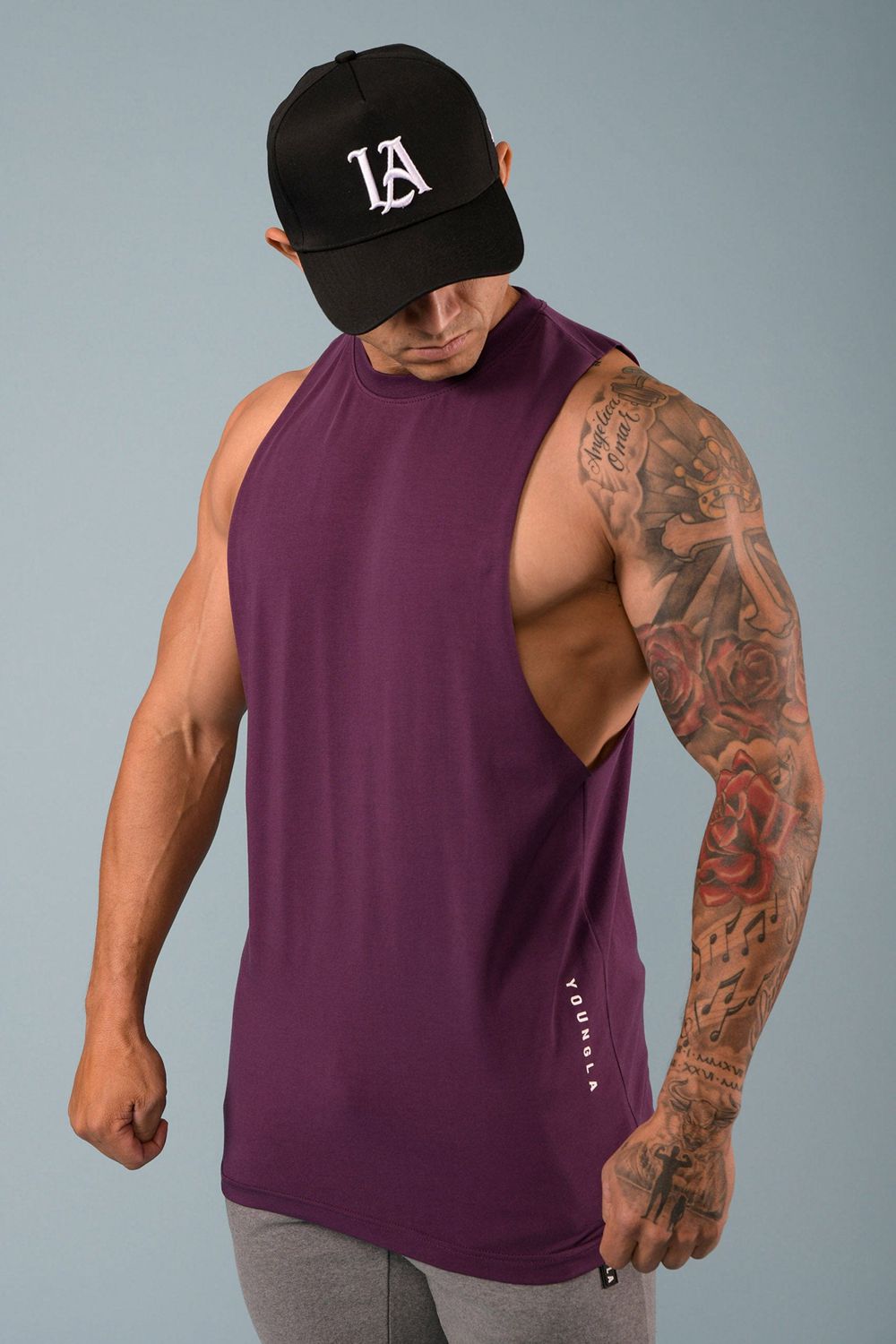 Young LA 317 Delt Tanks Purple | Australia MVKEY-9170