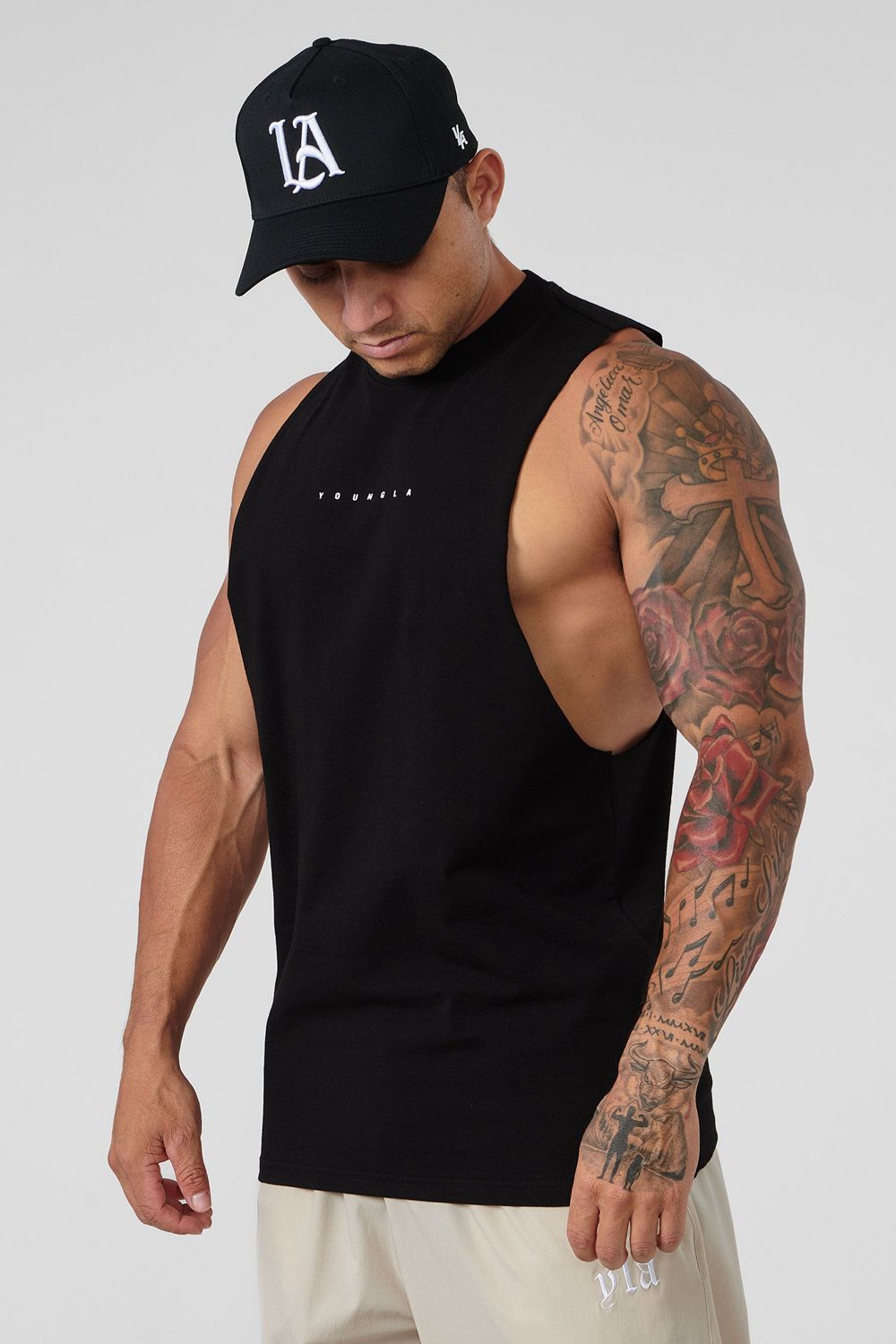 Young LA 323 Autograph Delt Tanks Black | Australia HDLGK-9624