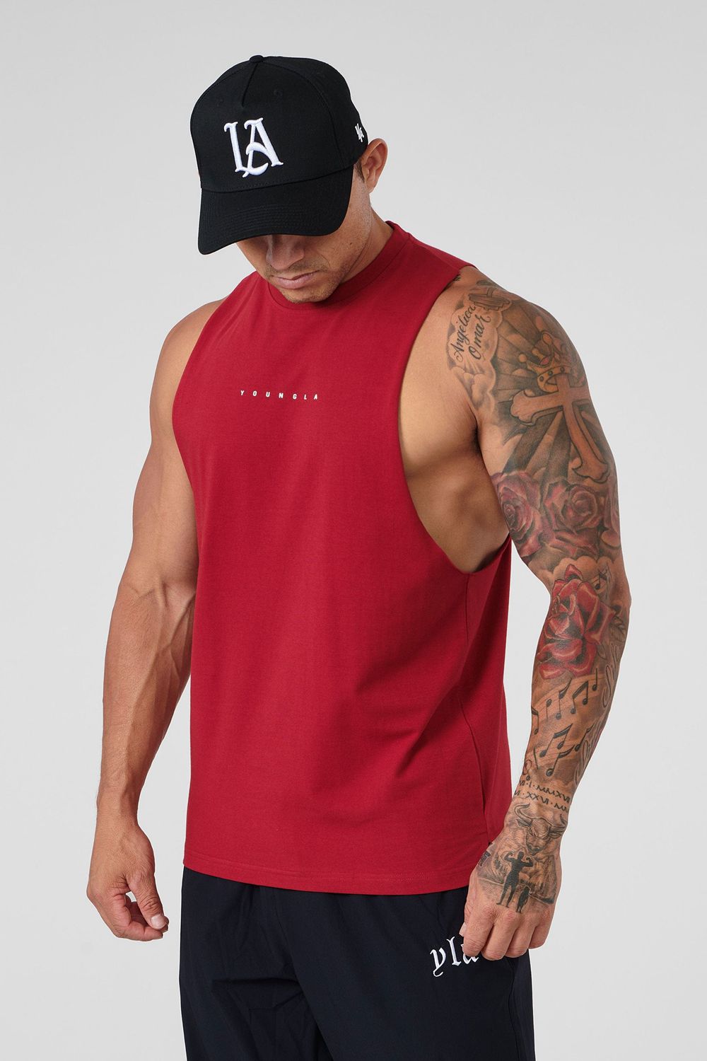 Young LA 323 Autograph Delt Tanks Red | Australia PGHRQ-6013