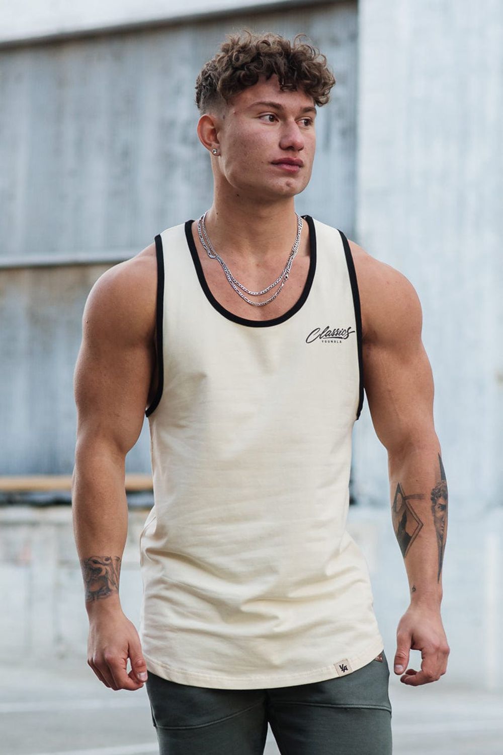 Young LA 324 Classics Stringer Tank Cream | Australia ZNPJY-4965