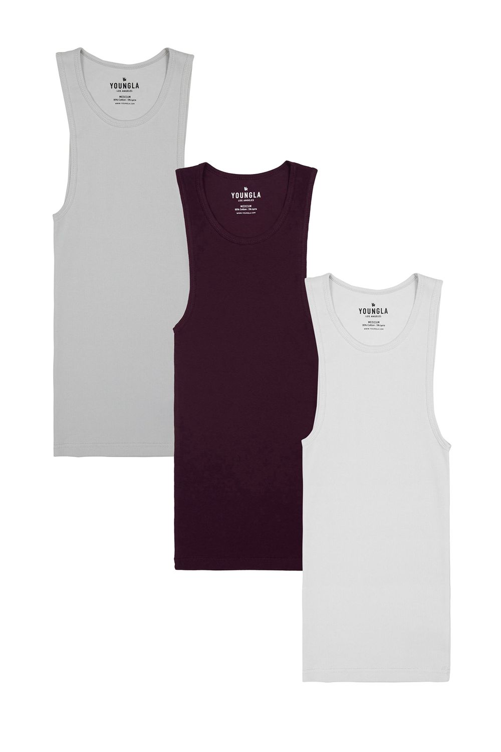 Young LA 340 Wife Lovers - 3 Pack Grey Burgundy White | Australia STCXN-2984