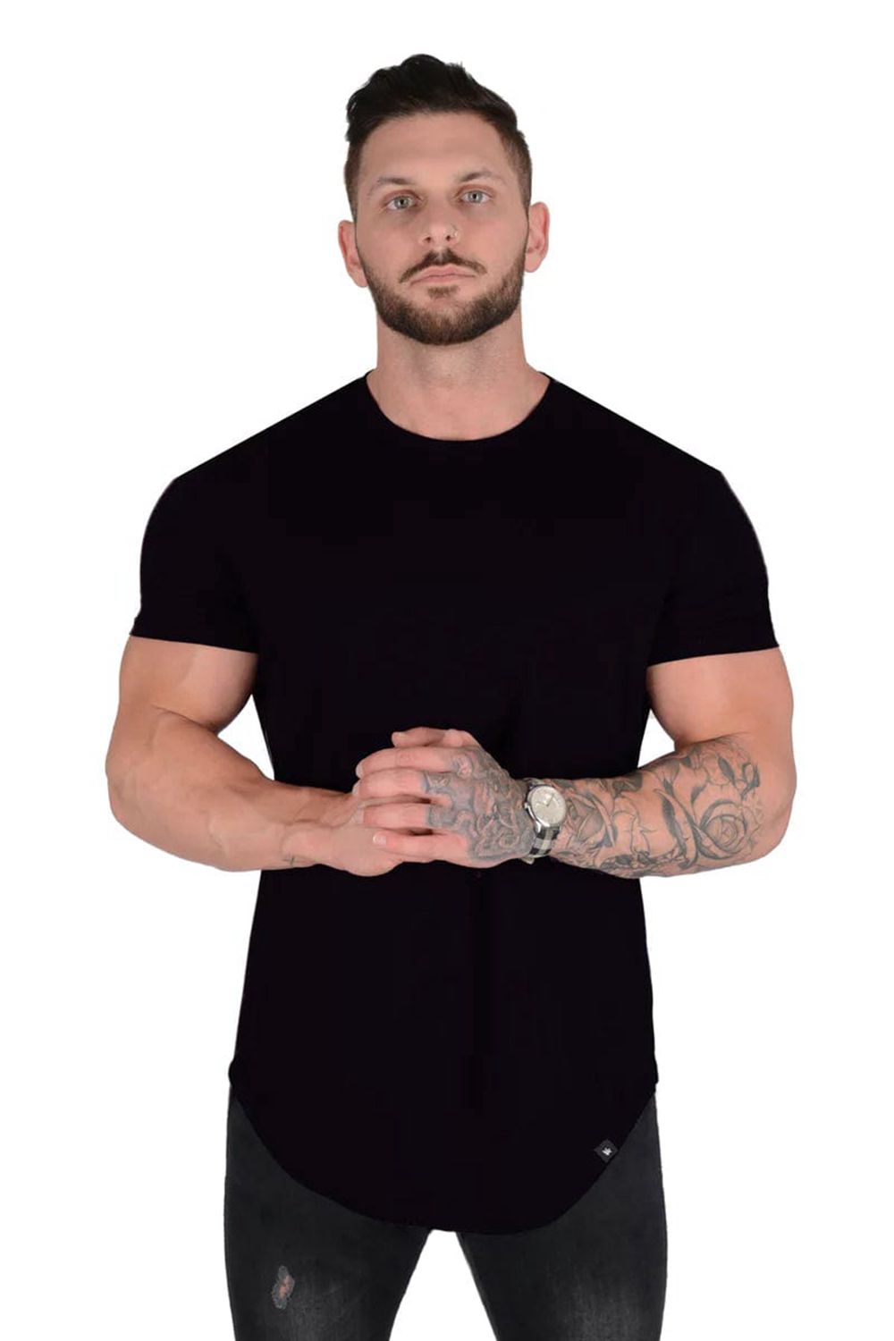 Young LA 402 Perfect Tee - Scallop Bottom Black | Australia LZTSB-9408