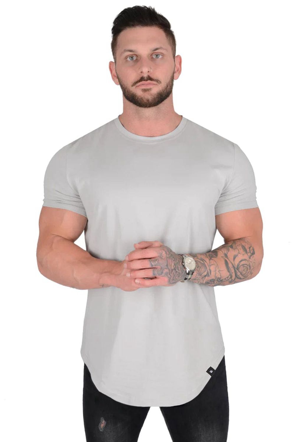 Young LA 402 Perfect Tee - Scallop Bottom Light Grey | Australia GIRMB-5123