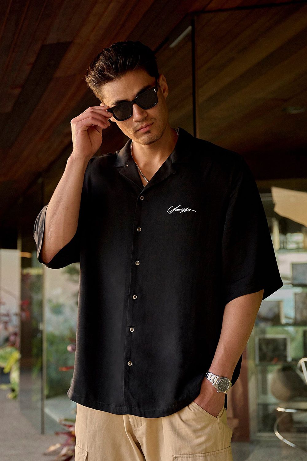 Young LA 4085 - Milano Shirts Black | Australia OUTSA-7418