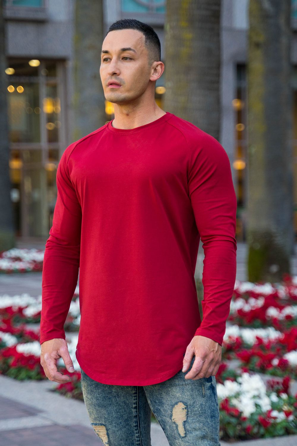 Young LA 410 Perfect Raglan Long Sleeve Shirts Red | Australia JOKTW-8406