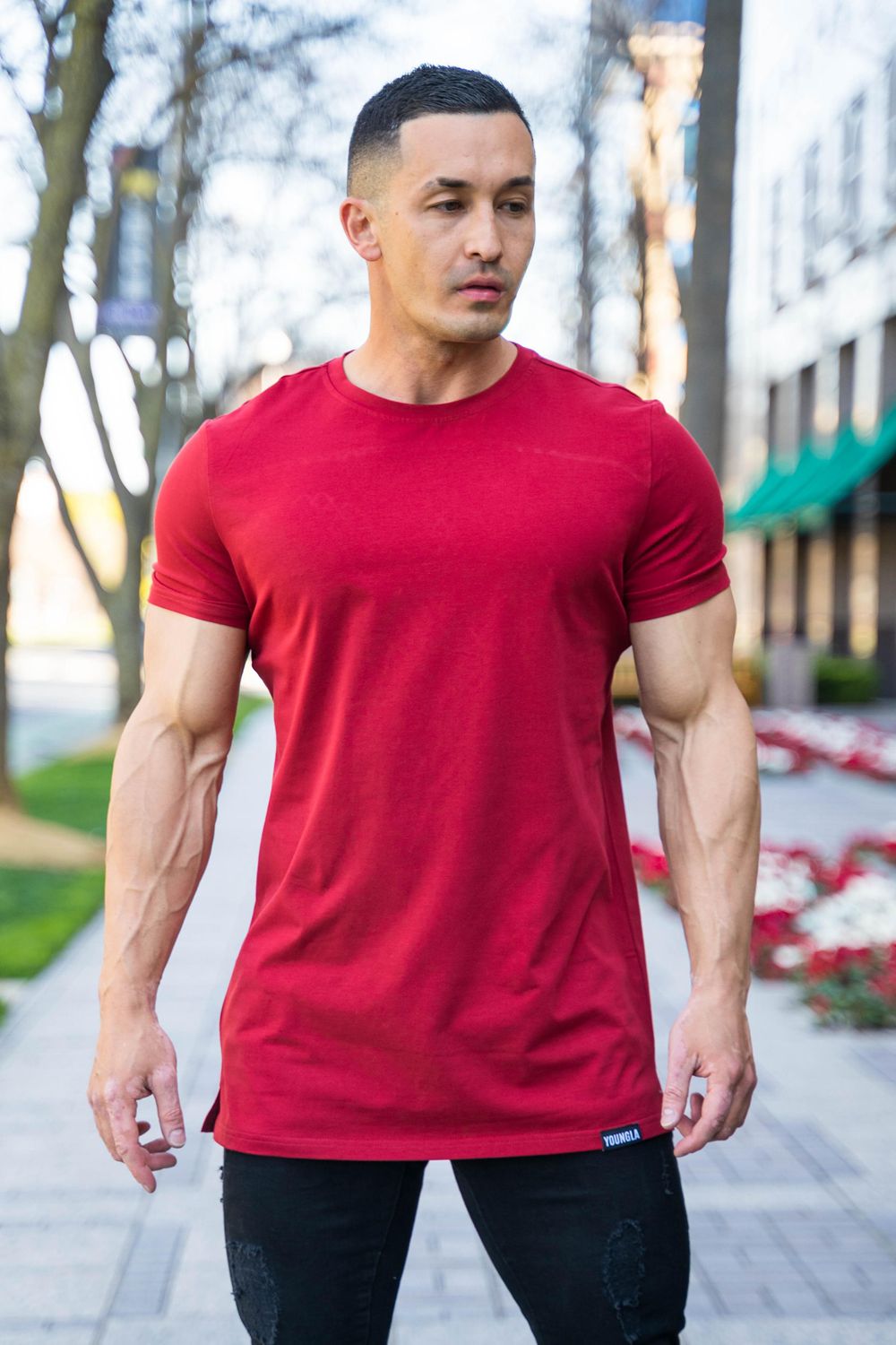 Young LA 411 Perfect Tee - Straight Bottom Red | Australia ISGJW-5073