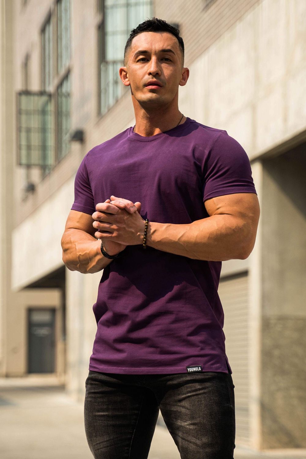 Young LA 411 Perfect Tee - Straight Bottom Purple | Australia FYEIL-0563