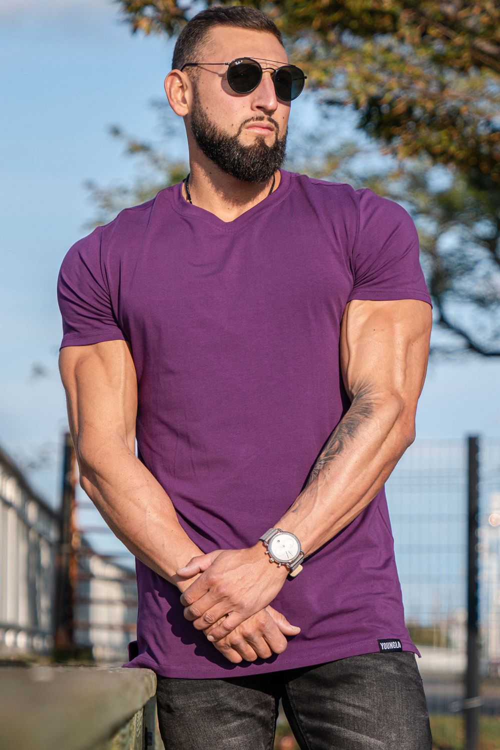 Young LA 411 Perfect Tee - Straight Bottom Purple | Australia FYEIL-0563