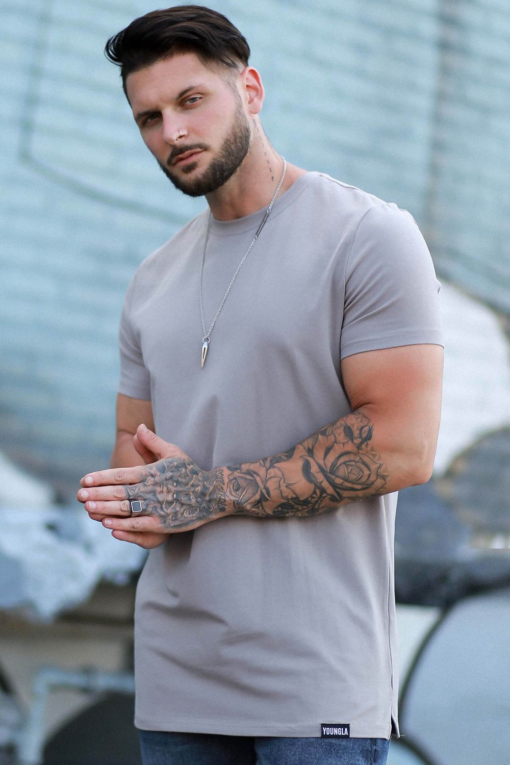 Young LA 411 Perfect Tee - Straight Bottom Grey | Australia XJPFR-2690