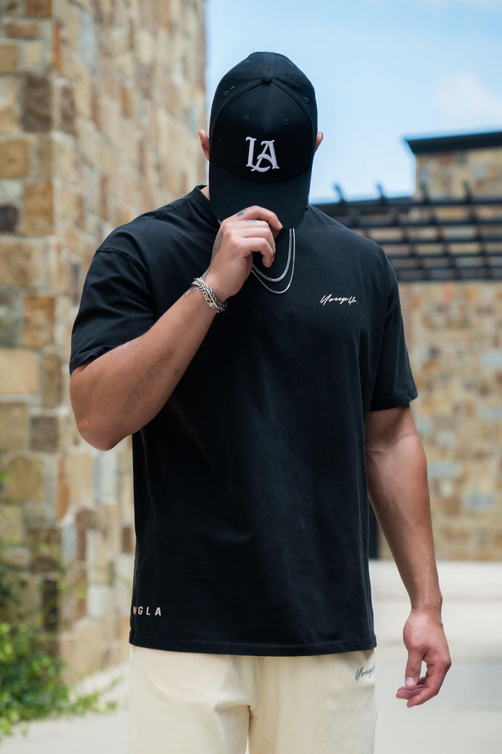 Young LA 414 Signature Tees Black | Australia DYVAR-6318