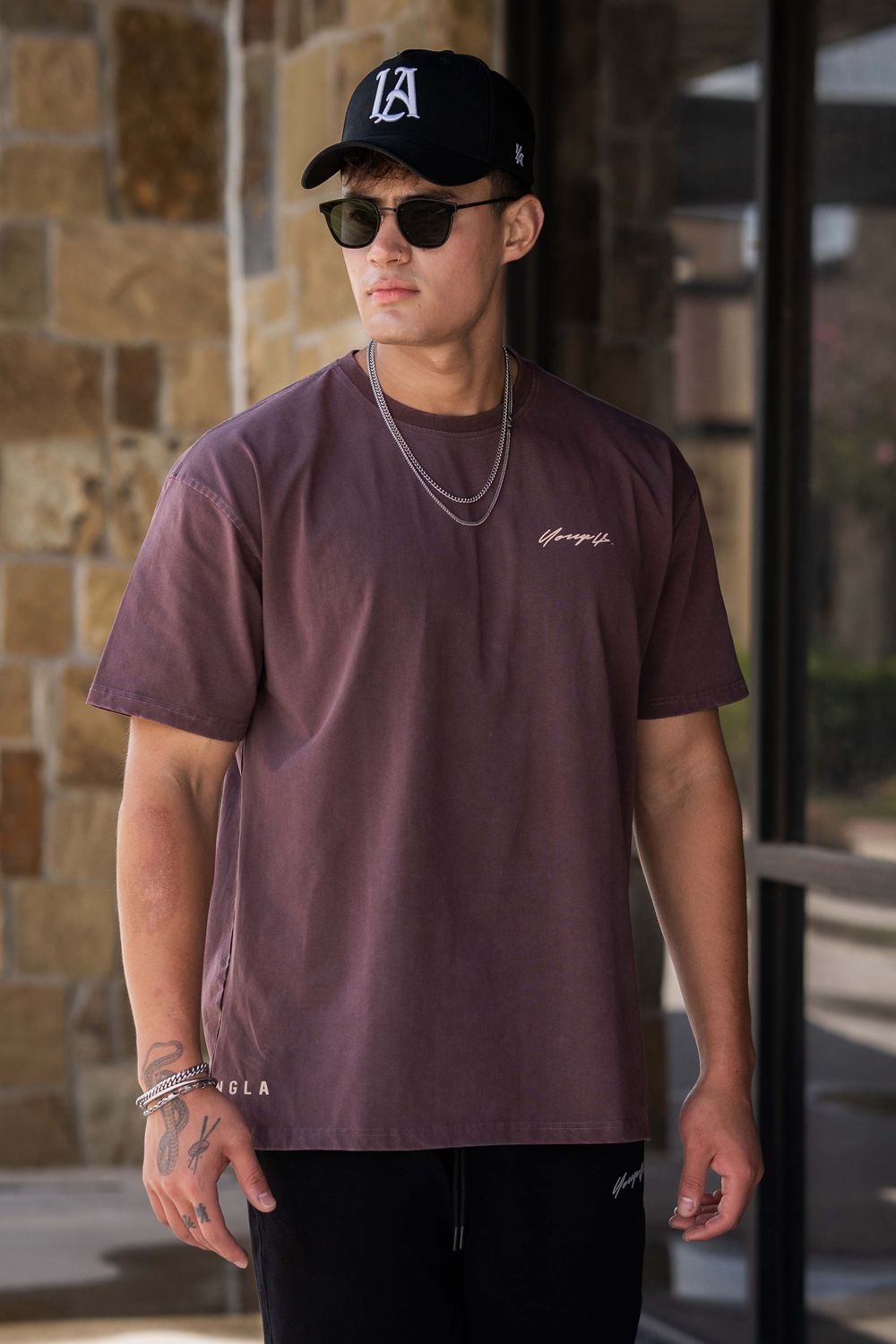 Young LA 414 Signature Tees Burgundy | Australia EVNPC-1286