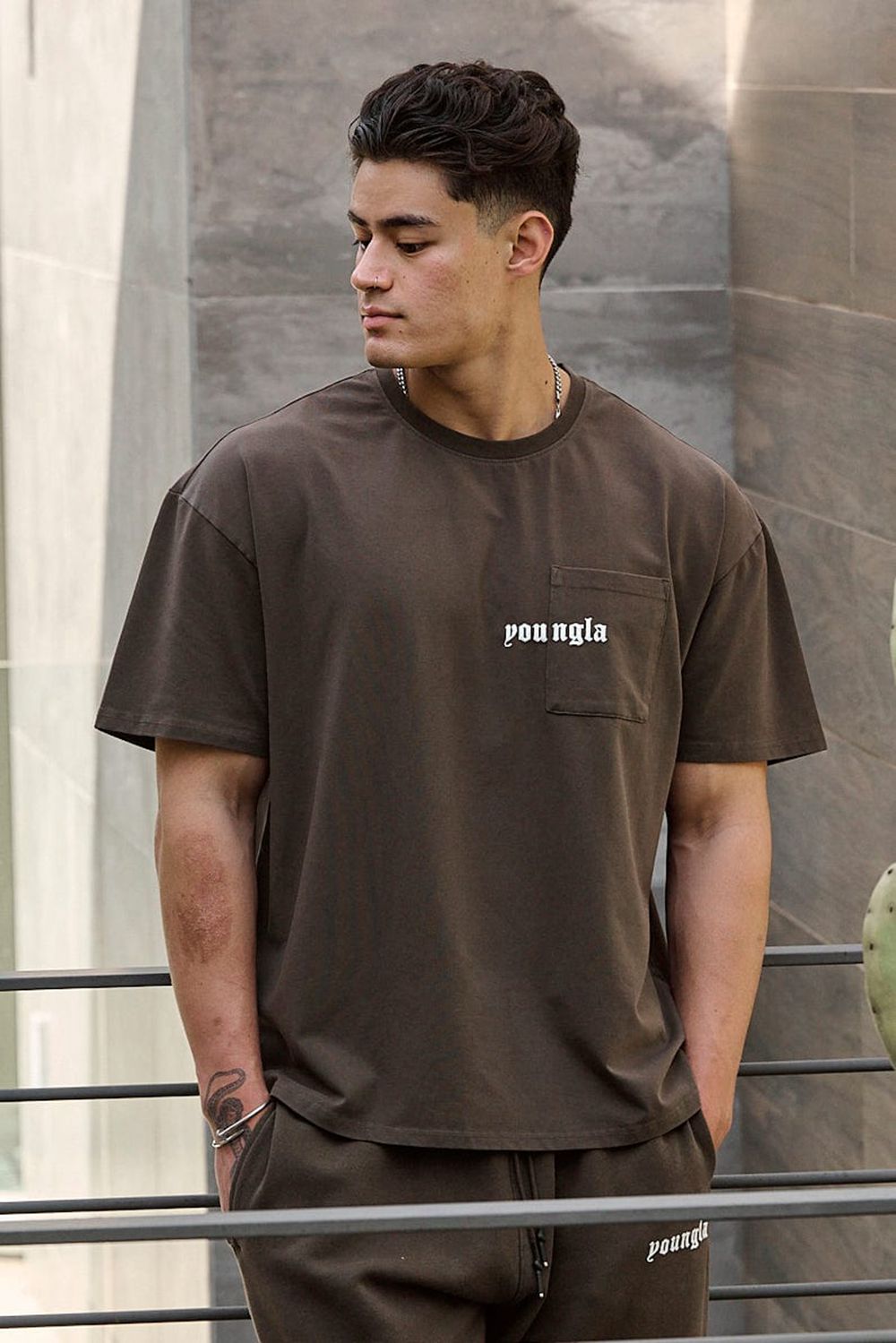 Young LA 416 Eternal Pocket Tees Brown | Australia QYTMW-6235