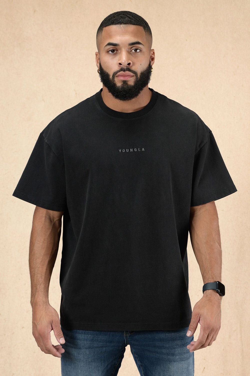 Young LA 420 Essential Oversized Tee Black | Australia PYBSV-0423