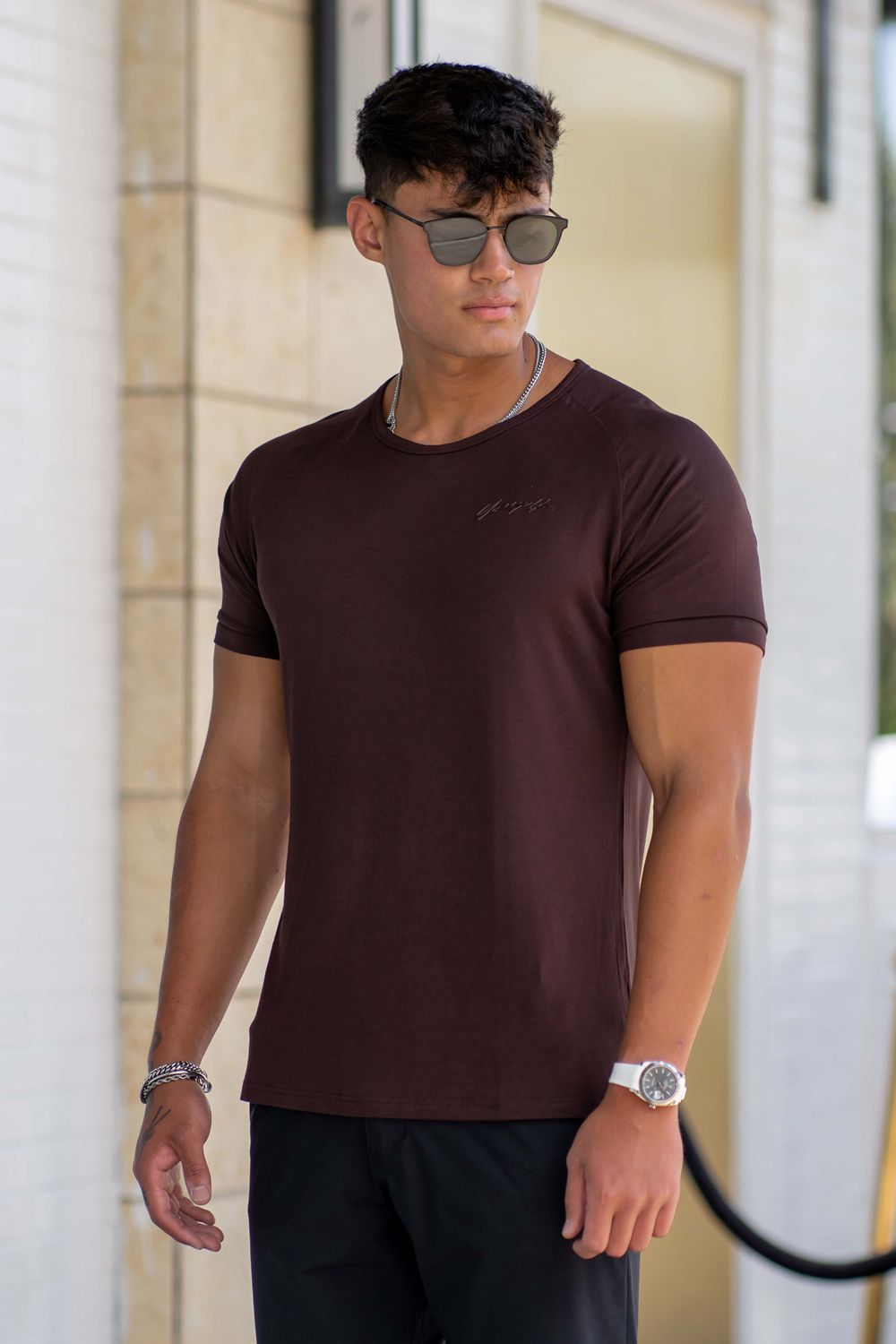 Young LA 422 Fitted Delt Tee Burgundy | Australia XIBPU-3702