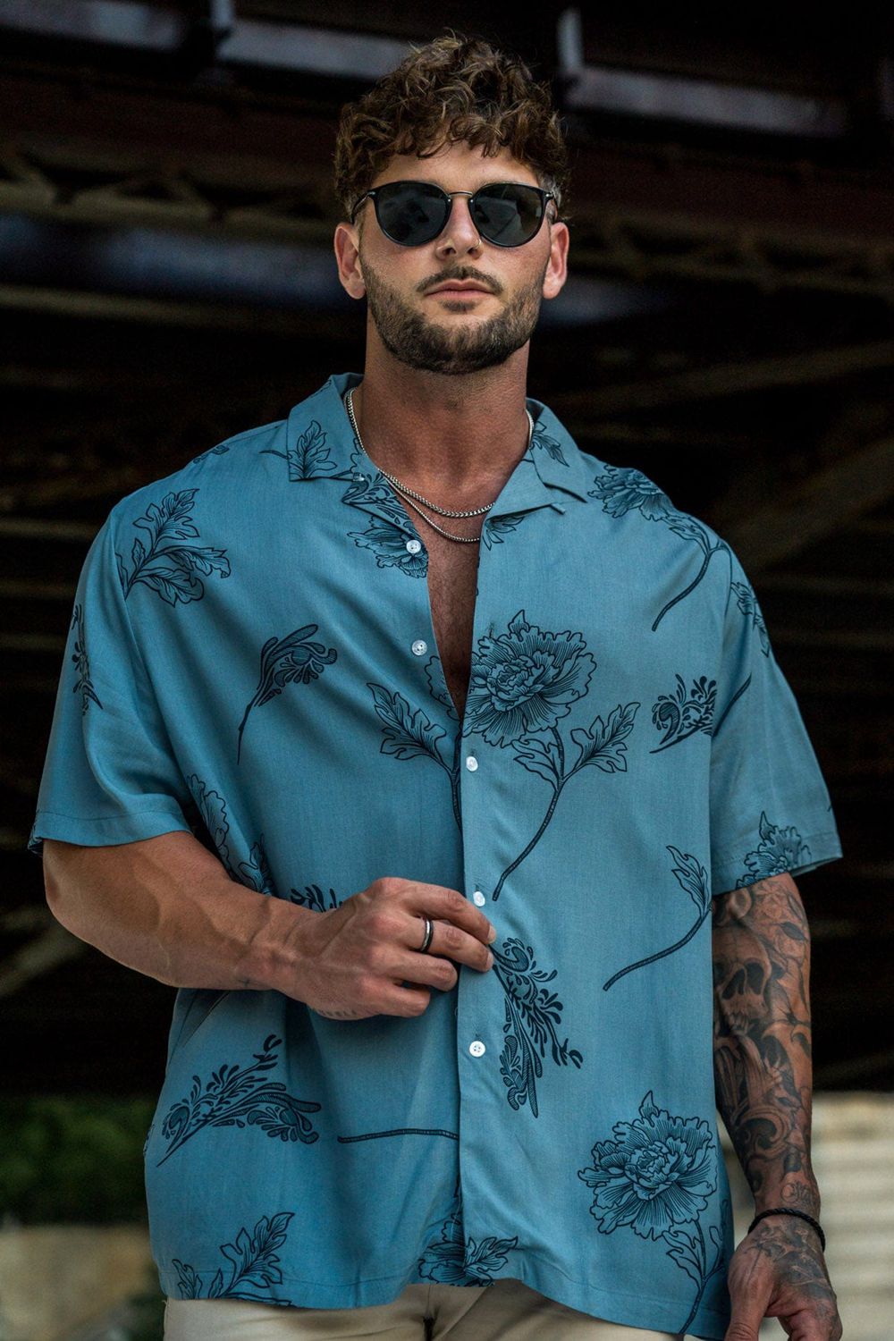 Young LA 445 Cabo Vibez Shirts Printed Blue | Australia IODJB-0271