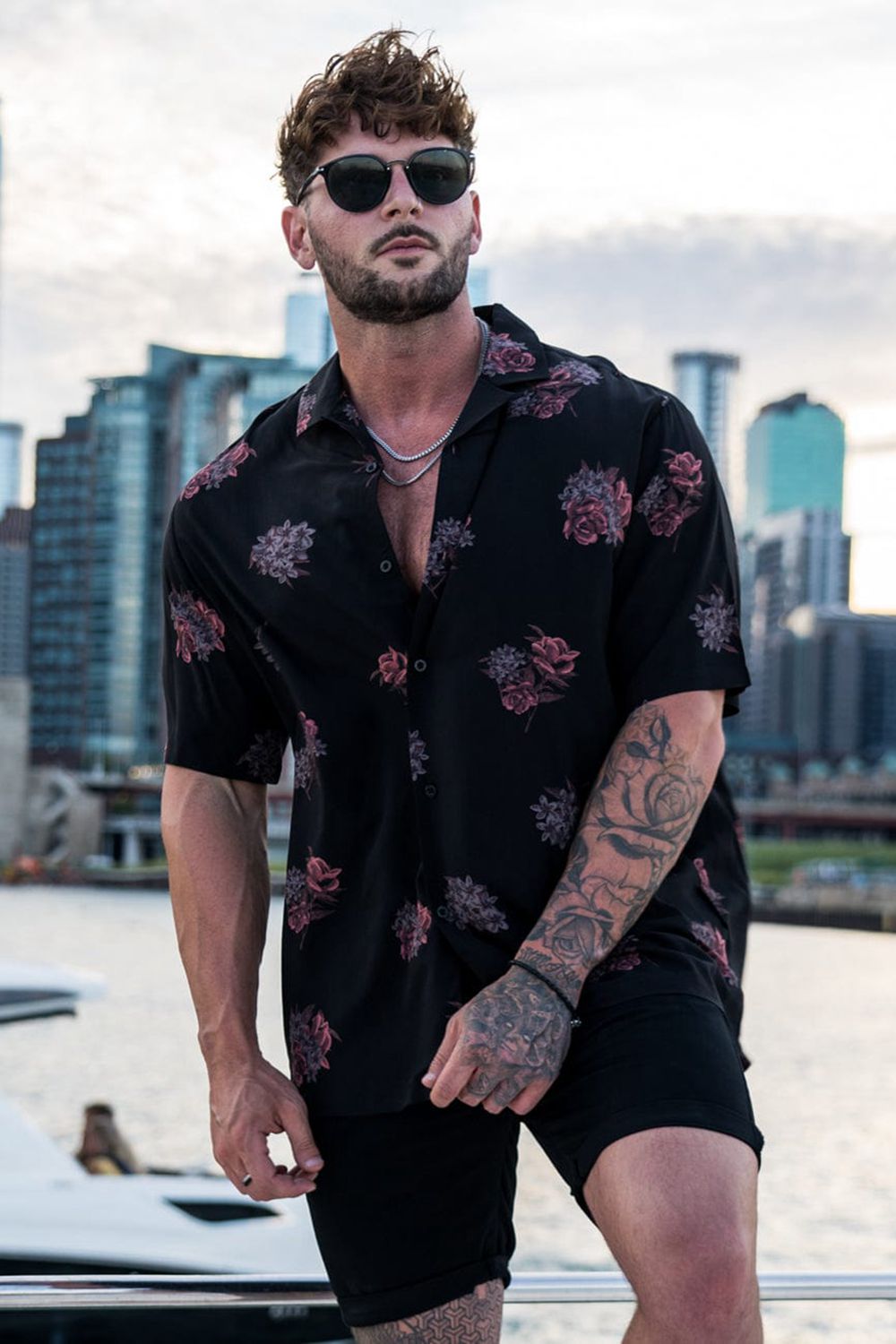 Young LA 445 Cabo Vibez Shirts Printed Black | Australia KFSXC-6270