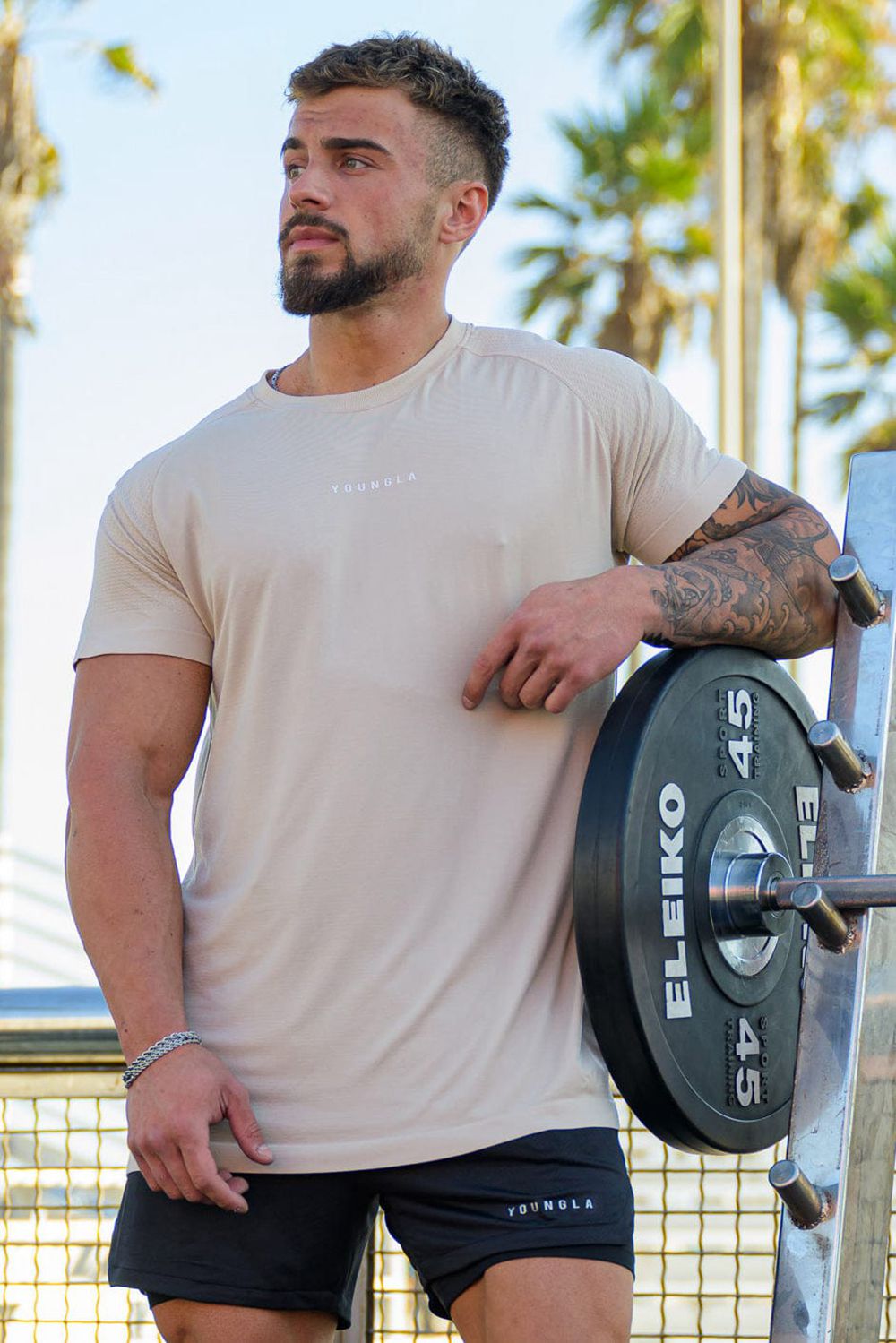 Young LA 454 New Gen Compression Tee Beige | Australia QHLFO-8934