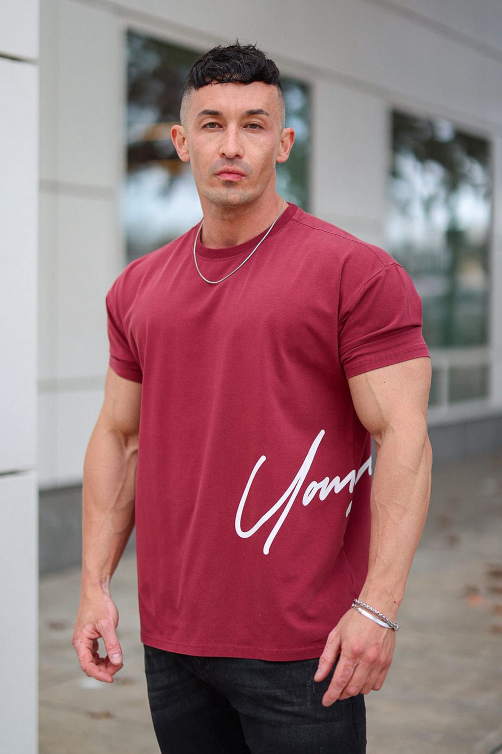 Young LA 462 - Side Signature Tees Burgundy | Australia PNBYL-3947