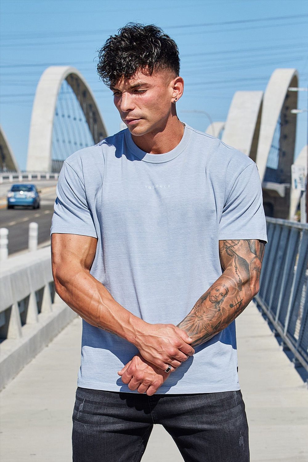 Young LA 472 - Mellow Logo Tees Light Grey | Australia GOUSH-1623