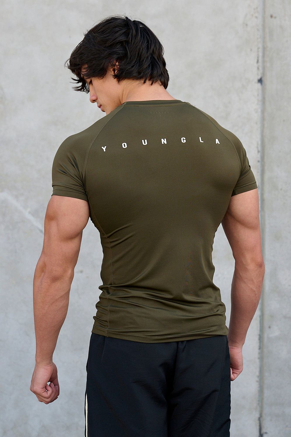 Young LA 474 - Speed Compression Tees Olive | Australia BWHIX-5793