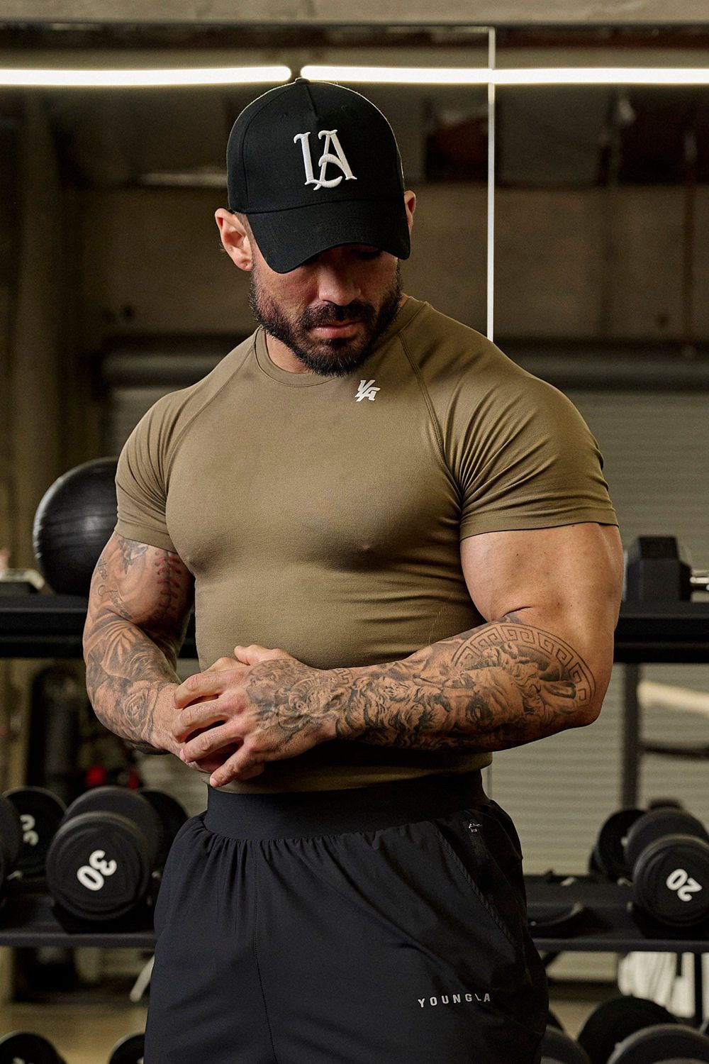 Young LA 477 - Combat Compression Tees Olive | Australia XALEB-6915