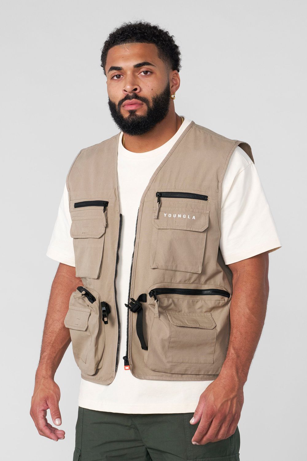 Young LA 502 - Utility Cargo Vest Beige | Australia DFTSB-9310