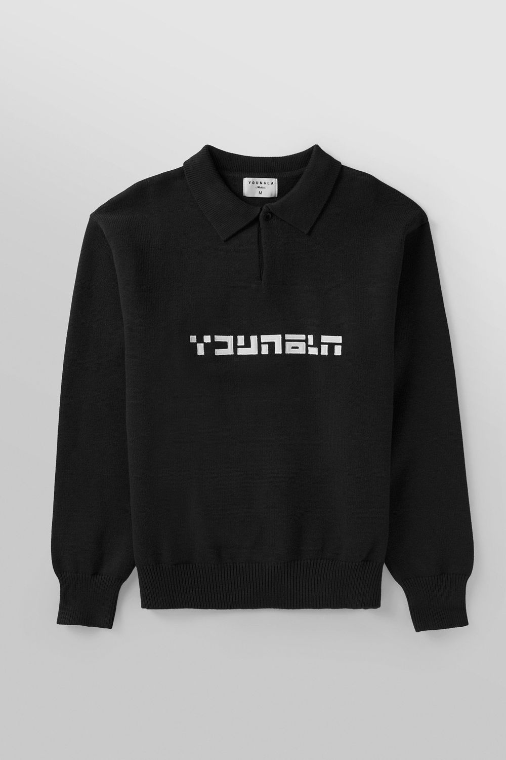 Young LA 508 - Knitted Polo Longsleeves Black | Australia ZUOWA-8061