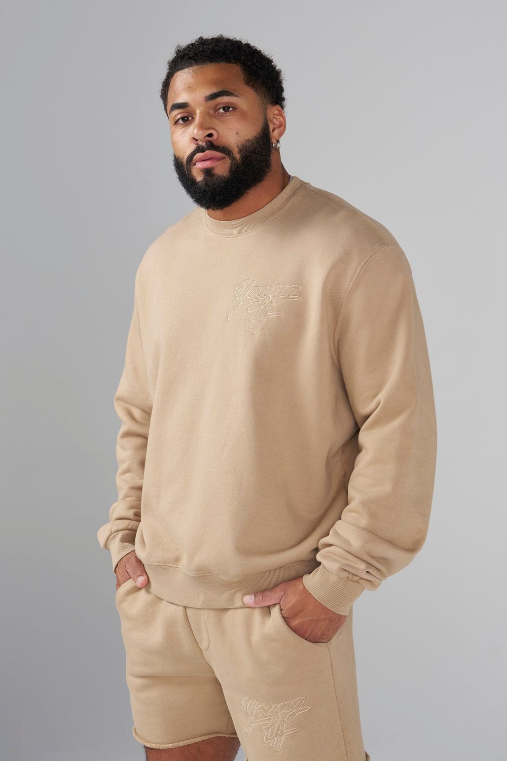 Young LA 5092 - Effortless Sets - Crewnecks Khaki | Australia CEHSU-8576