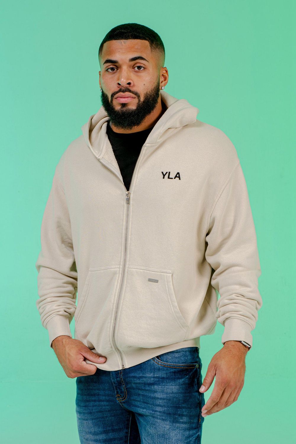 Young LA 515 Monarch Zip-Up Hoodie Beige | Australia TAWGP-4125