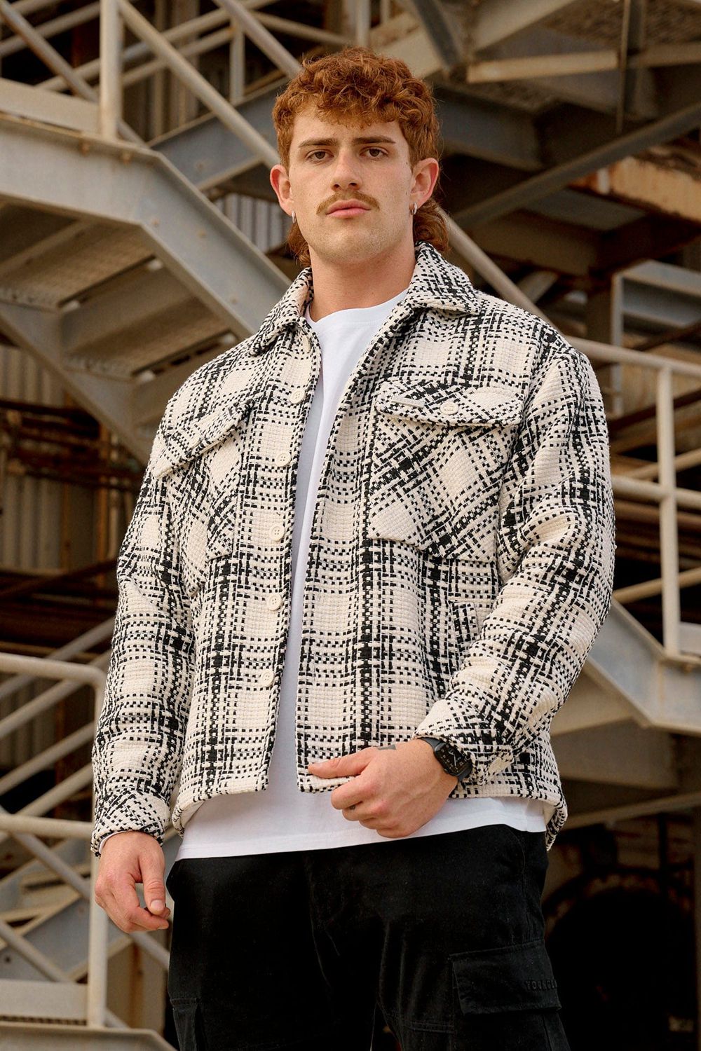 Young LA 519 - Woven Flannel Jackets White Black | Australia PYCKQ-8469