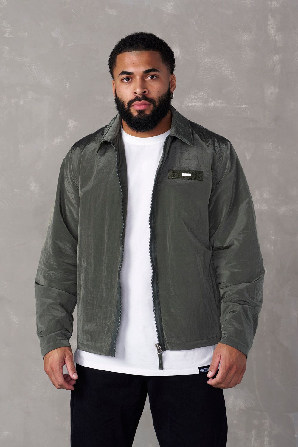 Young LA 529 - Crinkled Jacket Olive | Australia DNMLT-0173